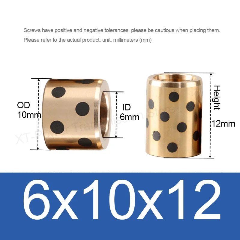 Фото Латунная самосмазывающаяся втулка, безмасляная медная втулка, износостойкий подшипник, внутренний диаметр 6-18 мм, высокоплотная механическая направляющая втулка, детали. №3