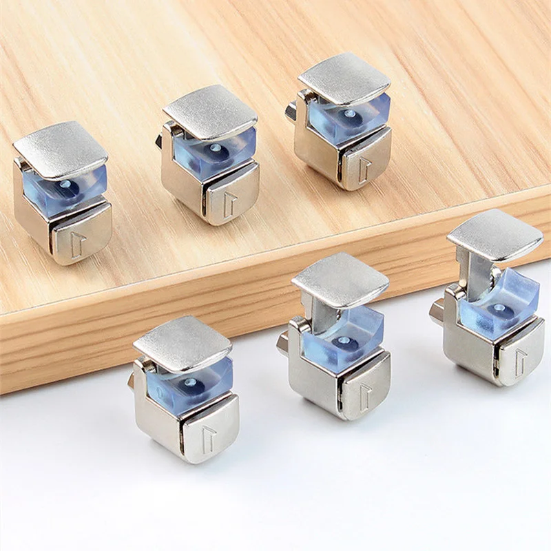 

4pc Adjustable miroir clips glass clamp 3-8mm Thick glass plywood shelf bracket support holder Zinc alloy Fixed Fitting hardware