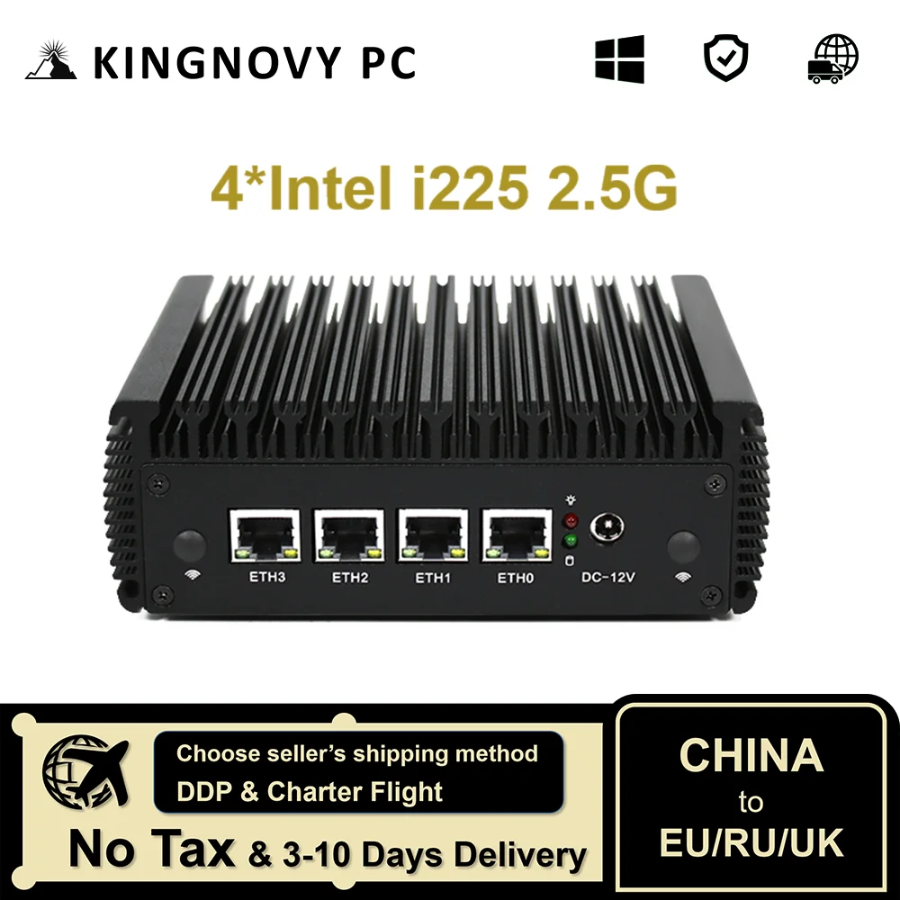 NEW 2.5G pfSense Mini PC Celeron J4125 DDR4 Ram 4*Intel i225 2500M LAN Fanless Router OPNsense HDMI VGA Firewall Server ESXI