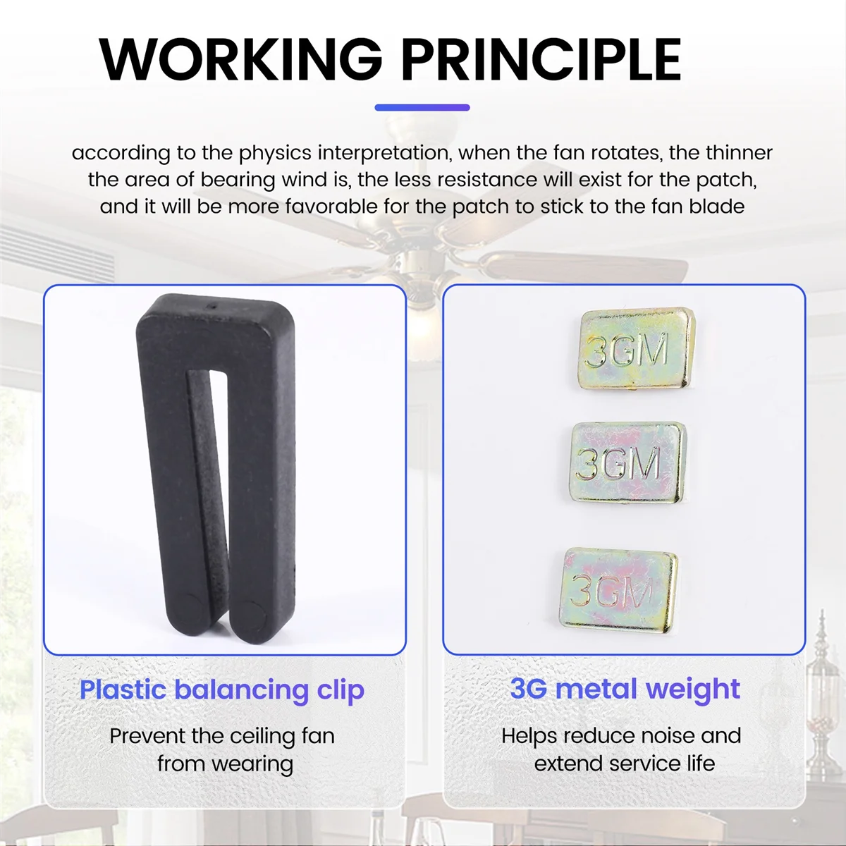 20 шт. блесток потолочного вентилятора включая 5 эластичных зажимов для