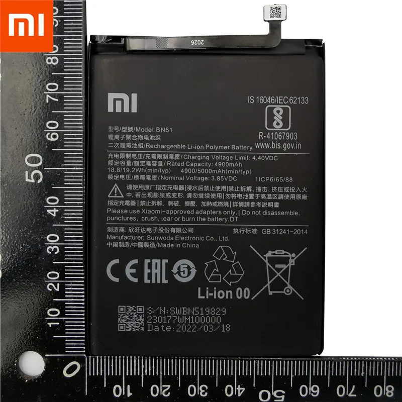 100 new xiaomi original replacement battery 5000mah bn51 for xiaomi redmi 8 redmi 8a redmi8 authentic phone battery tools free global shipping