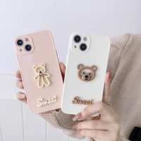 3d stereo bear girls simple phone case for iphone 13 13pro 13promax iphone 12 12pro 12promax iphone 11 pro promax xs xr case