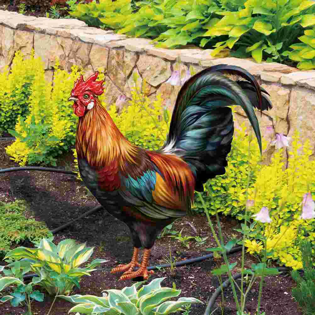 

2 Pcs Decorative Garden Inserts Ornament Chicken Sign Outdoor Statue Decorate Stake Yard Acrylic Lawn Decoration