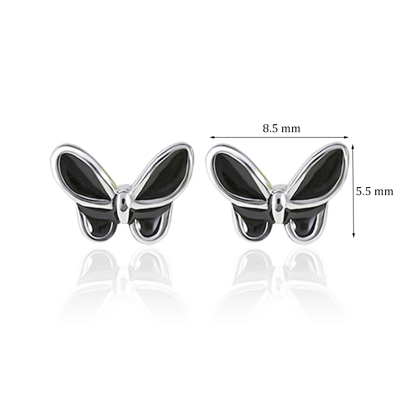 Cute Romantic Butterfly Minimal Stud Earrings For Women Black Epoxy Copper Female Tiny Trendy Earring Piercing Nail Accessories