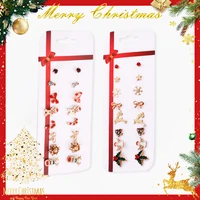 christmas gift earring set 8 pairs elk snowflake christmas tree stud earrings womens ornaments
