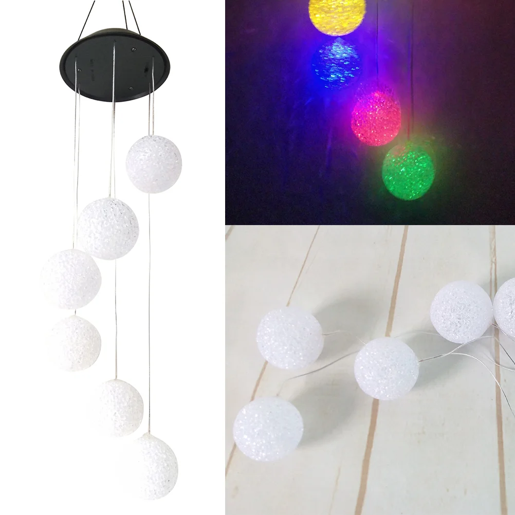 

Round Wind Chimes Solar Mobile Wind Chime Color Changing Automatic Wind Lamp for Home Party Balcony Porch