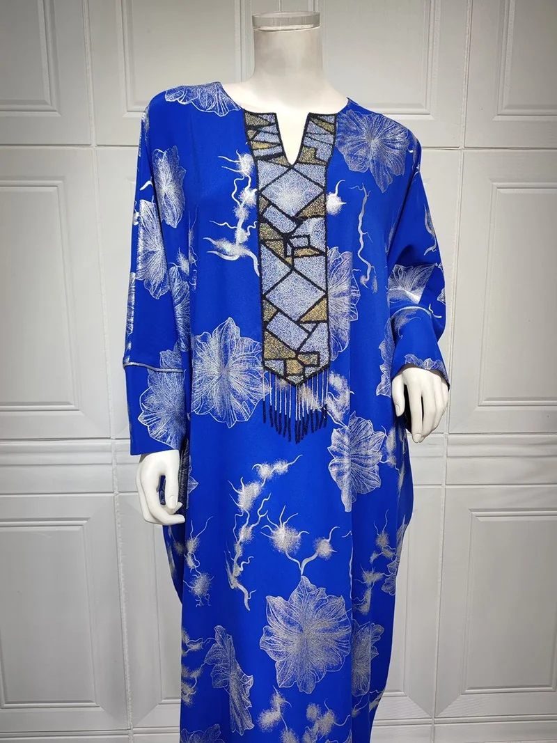 AIB-364 Woman Dress Ramadan Diamonds Bat Sleeve Dubai Turkish Islamic Long Kimono Abaya Oversized Gowns Solid Moroccan Kaftan