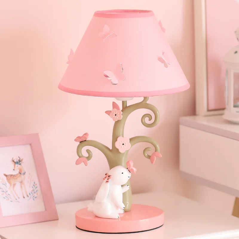 

Ins Cute Night Lights For Bedroom Cartoon Girl Nordic Lamp Room Decoration Princess Pink Table Rabbit Children Table Lamp