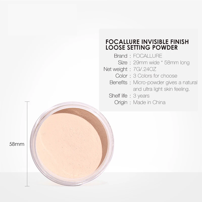 3Colors Face Loose Powder Setting Breathable Cosmetic Makeup Tool Waterproof Skin Finish Matte Mineral Oil-control Professional |