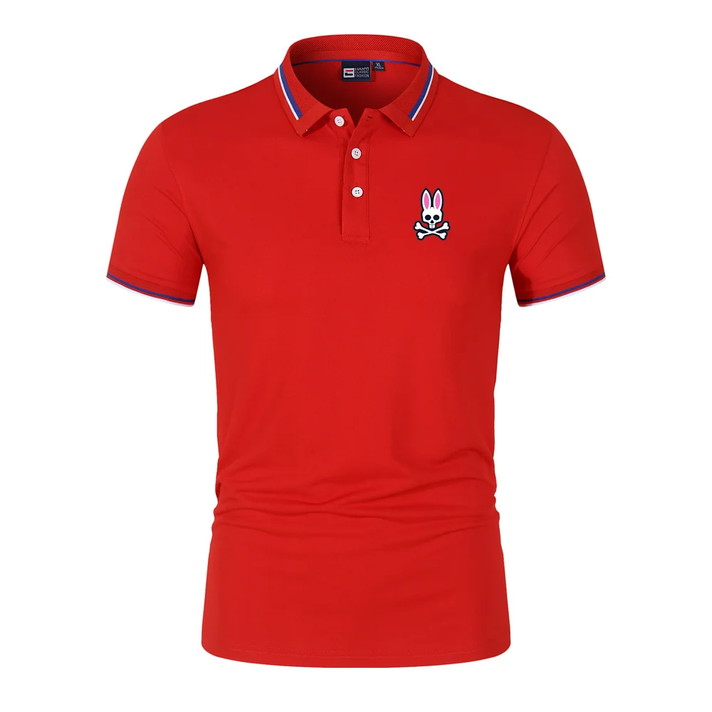 High Quality Men Polo Shirt Summer T-shirt Lapel Short Sleeve Fashion Micro Standard Ghost Rabbit Print Business Golf Polo Shirt