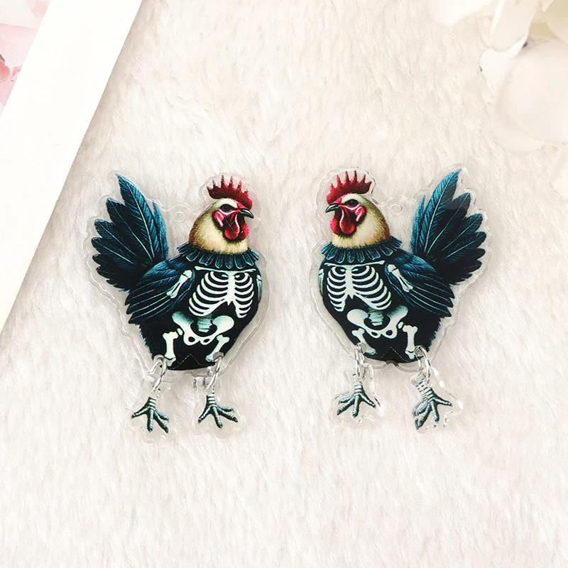 6 шт. Подвески на Хэллоуин акриловый смешной призрак череп ходячая курица для