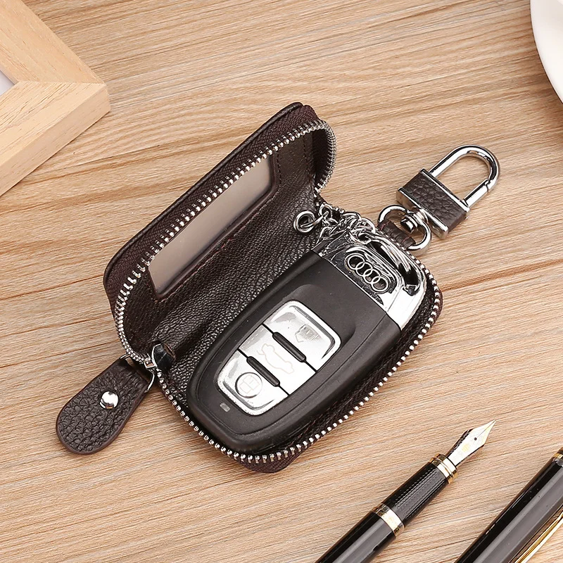 New Key Pouch Genuine Leather Small Coin Card Key Ring Wallet Pouch Purse  6825