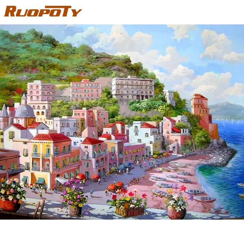 

Набор для раскрашивания по номерам RUOPOTY с изображением морского дома