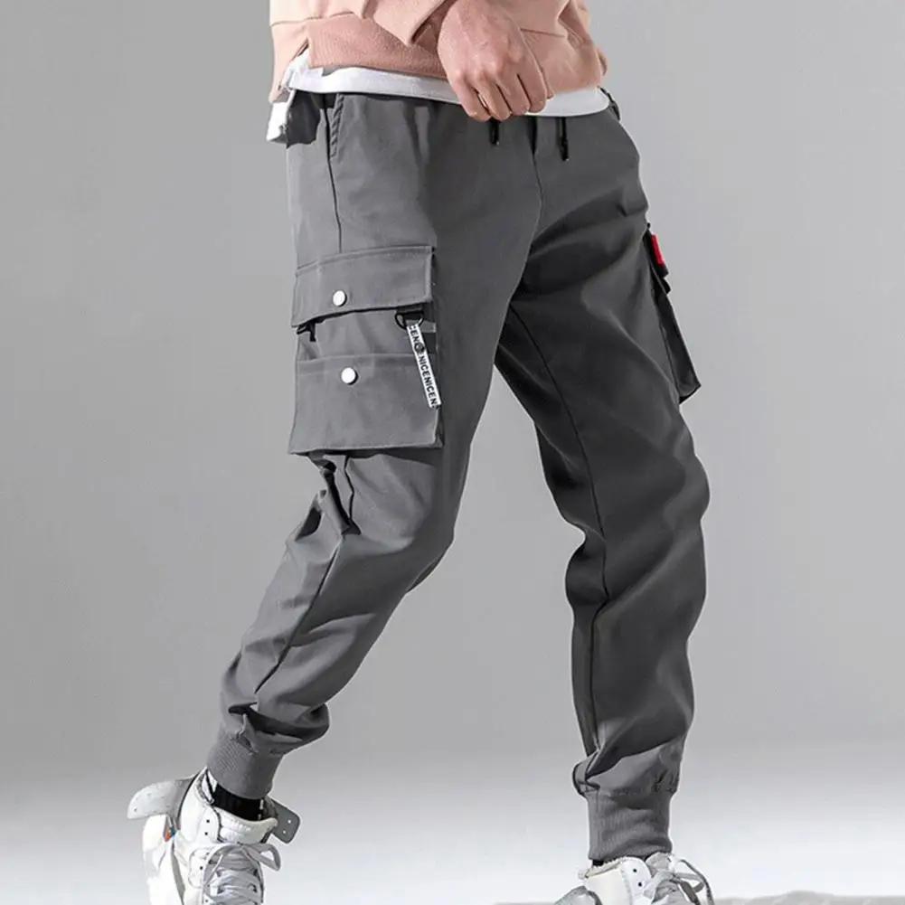 

Sports Pants Anti-pilling Men Sweatpants Elastic Waistband Pure Color Sports Casual Straight Joggers Pants Sportswear