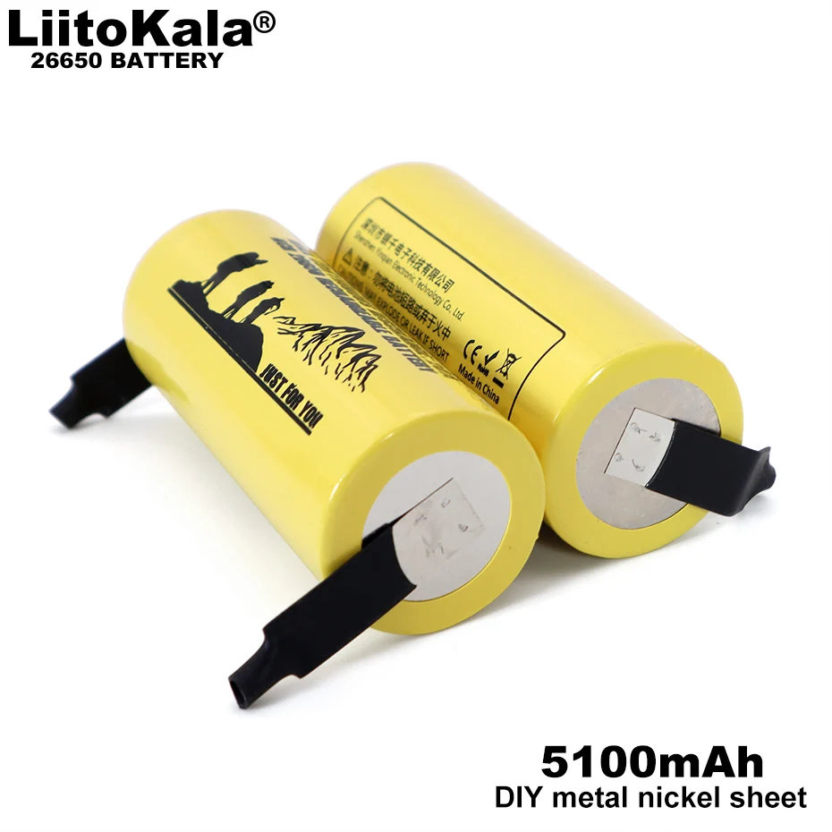 

2-10pcs Liitokala Lii-51S 26650 3.7V 5100mA 20A Rechargeable Battery, 26650A Lithium Batteries Suitable for Flashlight + Nickel