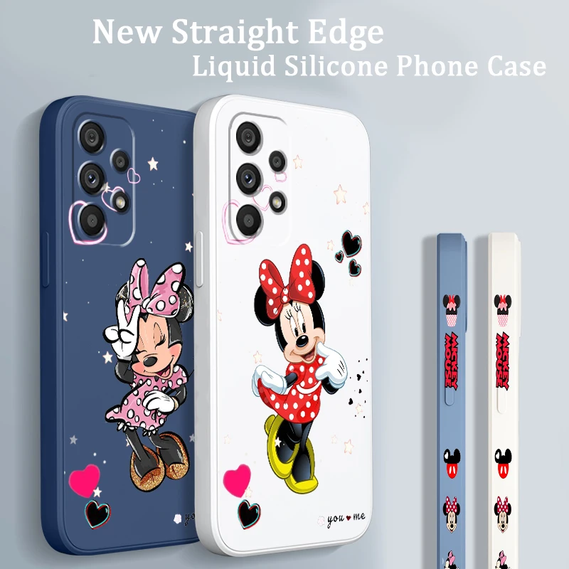 

Mickey Minnie Disney Cute Art Phone Case For Samsung Note 20 10 Plus Ultra A22 A12 A71 A51 A31 A21S A50 A23 5G Liquid Left Rope