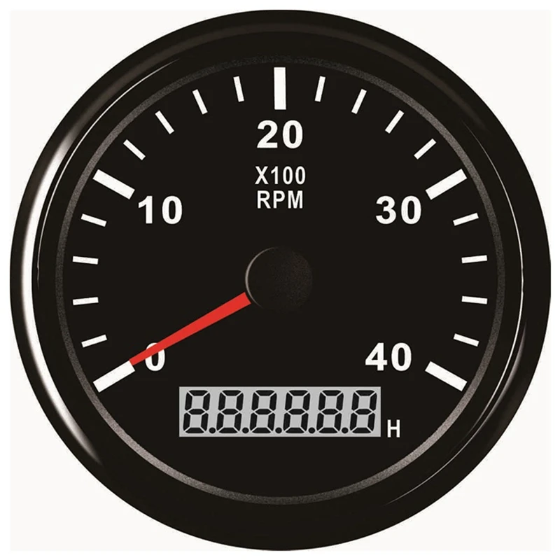 

Tachometer RPM Gauge Waterproof 4000RPM for Auto Marine Yacht Vehicle with Hour Meter 85mm 9-32V with Red Backlight