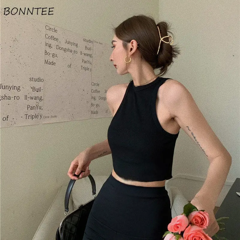 

Tanks Woman Casual Slim Solid Sexy Office Ladies Summer Korean Style Crop Tops Simple Streetwear All-match Hot Harajuku Retro