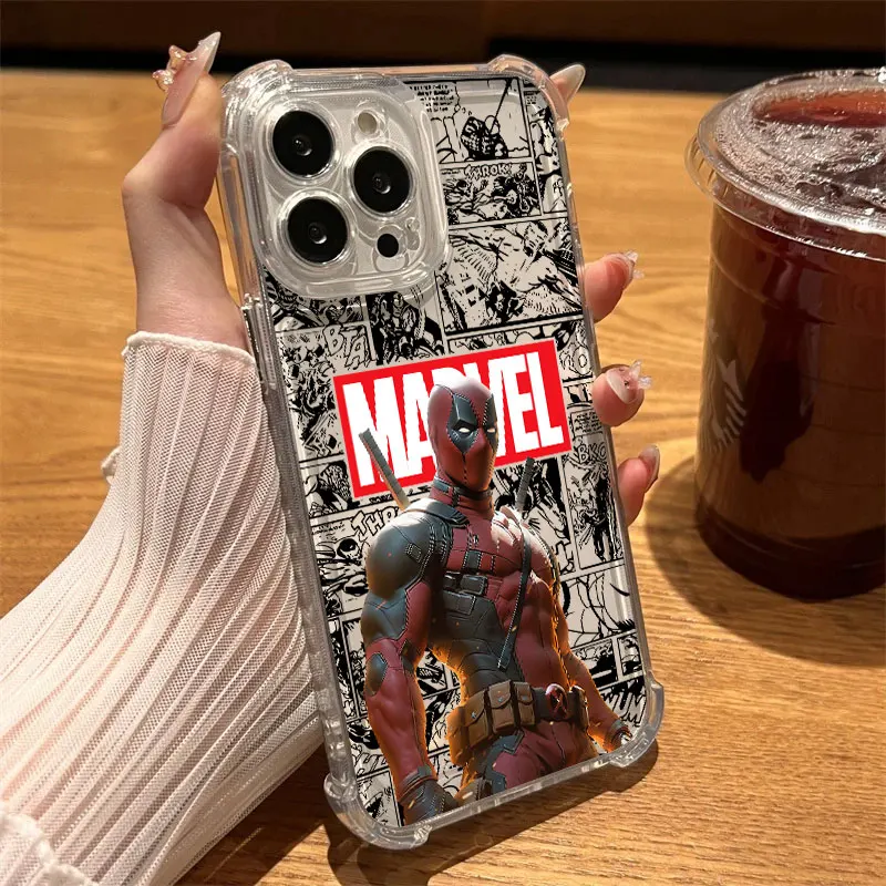 Прозрачный чехол Marvel Deadpool Wolverine для iPhone 17, 16, 15, 14, 13, 12, 11 Pro Max, 16e, 17e, Air, 13 Mini, 15 Plus, XS, XR, X, 7, 8 (art.: 3920da366ca69) - 3920da366ca69