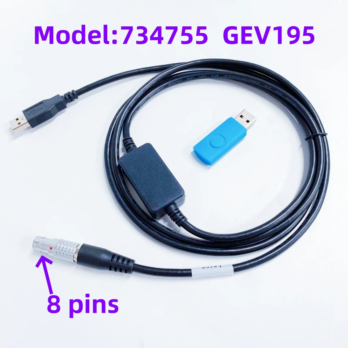 Фото Кабель GEV195 734755 подходит для подключения Leica GNSS к компьютеру с 8-контактным USB-интерфейсом. №1