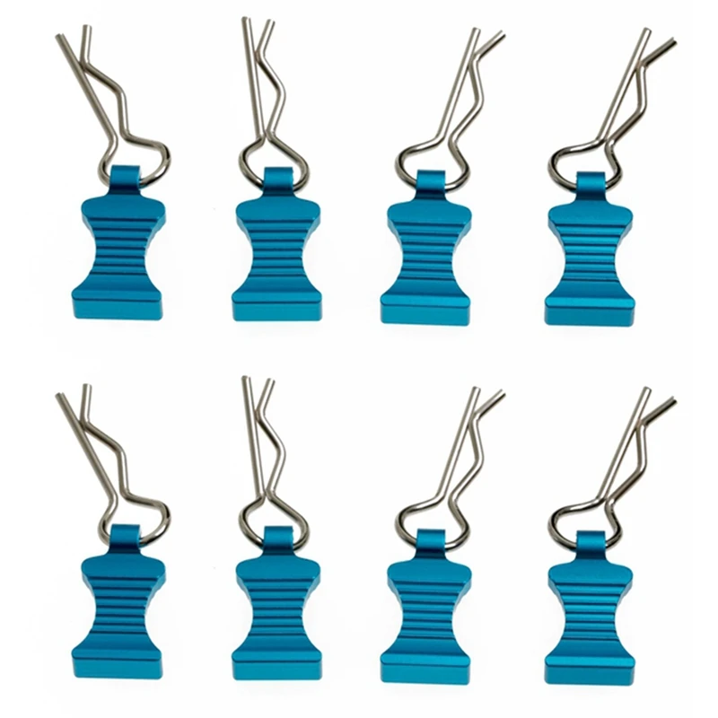 

8Pcs R-Type Body Shell Clips Pin With Aluminum Mount Set For Axial SCX10 TRX4 1/8 1/10 RC Cars Parts Accessories,Blue