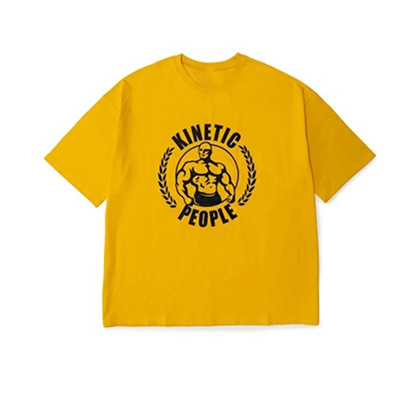 

Muscle fitness 2022 summer new sports short sleeve men's elastic slim fit running outdoor leisure T-shirt loose large