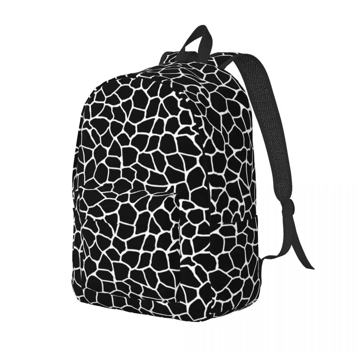 

Giraffe Print Animal Backpack Black and White Boy Polyester Cycling Backpacks Breathable Cool School Bags Rucksack
