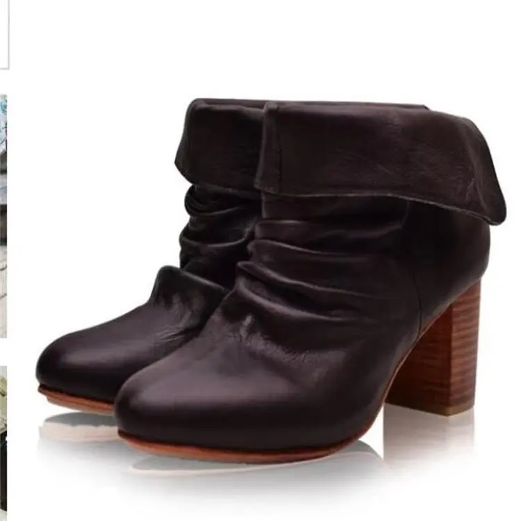 short Boots Women's Thick Heel Fashion Mid-heel Short Boots Women Europe and The United States All-match Trendy Fashion Boots