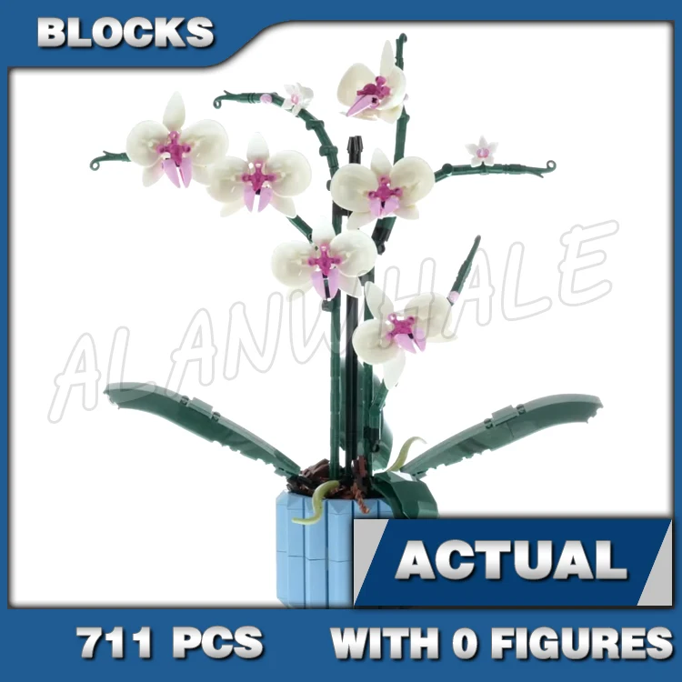 

711pcs Creative Expert Orchid Plant Decor Bouquet Botanical Collection 10113 Building Blocks Sets Compatible With Model