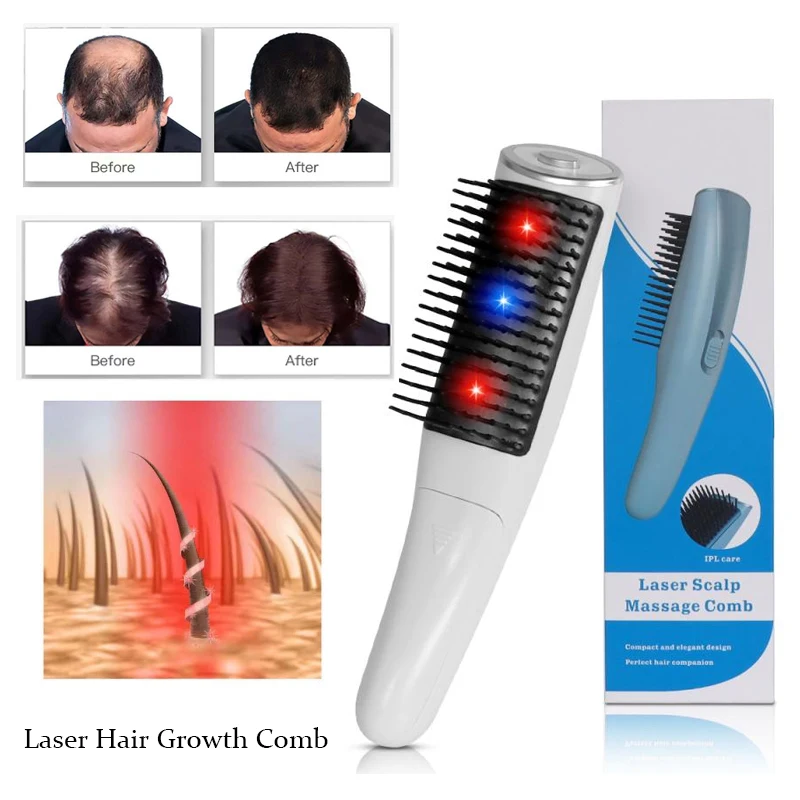

Electric Laser Hair Growth Comb Anti Hair Loss Regrowth Infrared Therapy Hairbrush Electric Head Massager For Men Hair Treatment