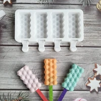 silicone ice cream mold diy homemade popsicle moulds freezer 4 cell small size ice cube tray popsicle barrel makers baking tools
