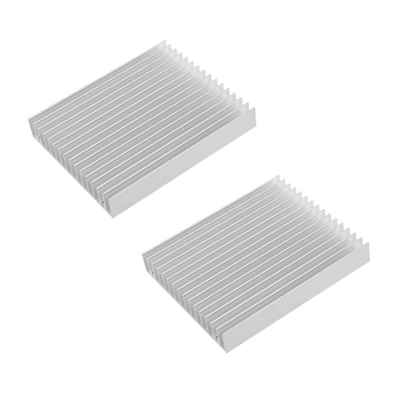 

2X Silver Tone Aluminium Heat Diffuse Heat Sink Cooling Fin 120X100x18mm