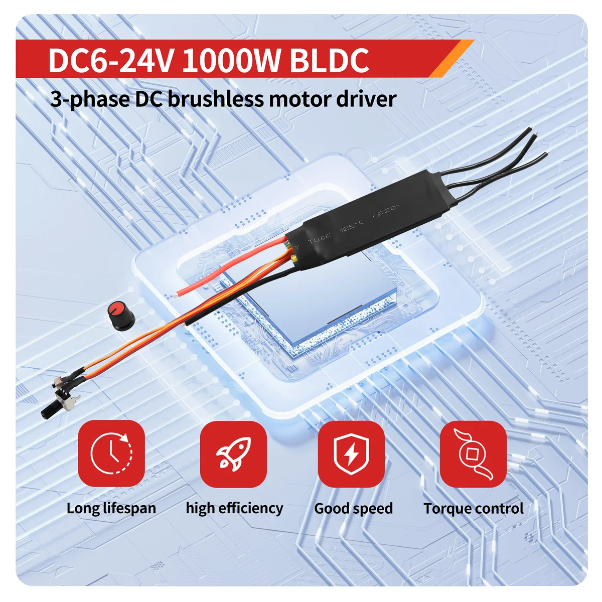 Фото SUNRL DC6-24V 1000W BLDC 3-фазный драйвер бесщеточного двигателя постоянного тока Беспламенный двигатель постоянного тока Плата привода регулятора скорости Регулятор №2