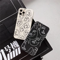funny abstract art lines lens protective case for iphone 13 12 mini 11 pro xs max xr x 7 8 plus soft silicone back cover shell