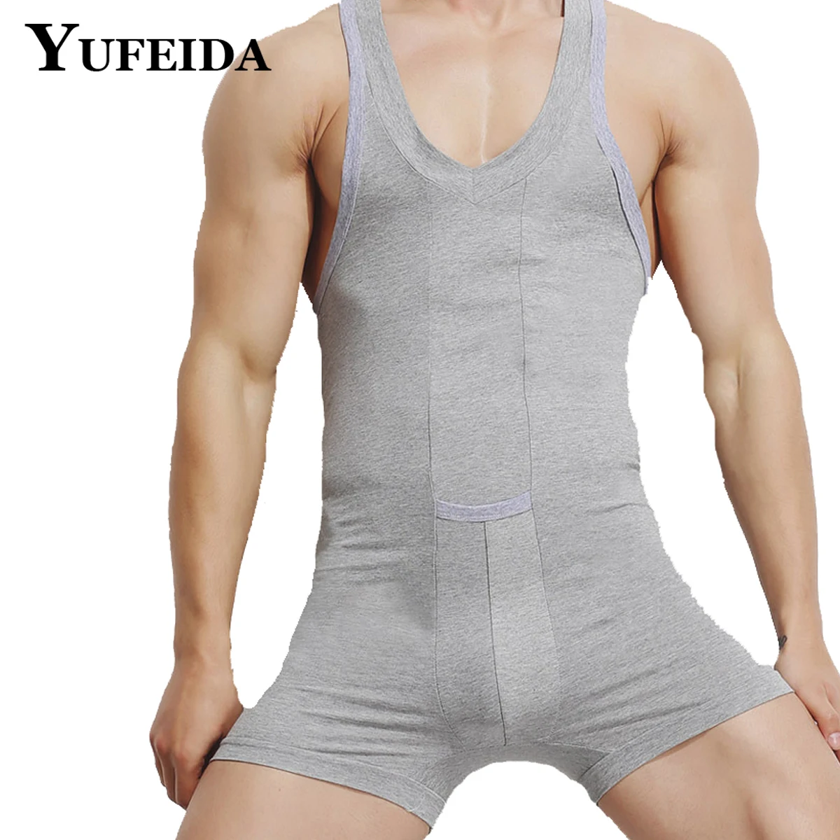 YUFEIDA Mens Undershirts Sexy Bodysuits Breathable Men Leotard Body Building Boxershorts Singlet Underwear Shapewear Jumpsuits