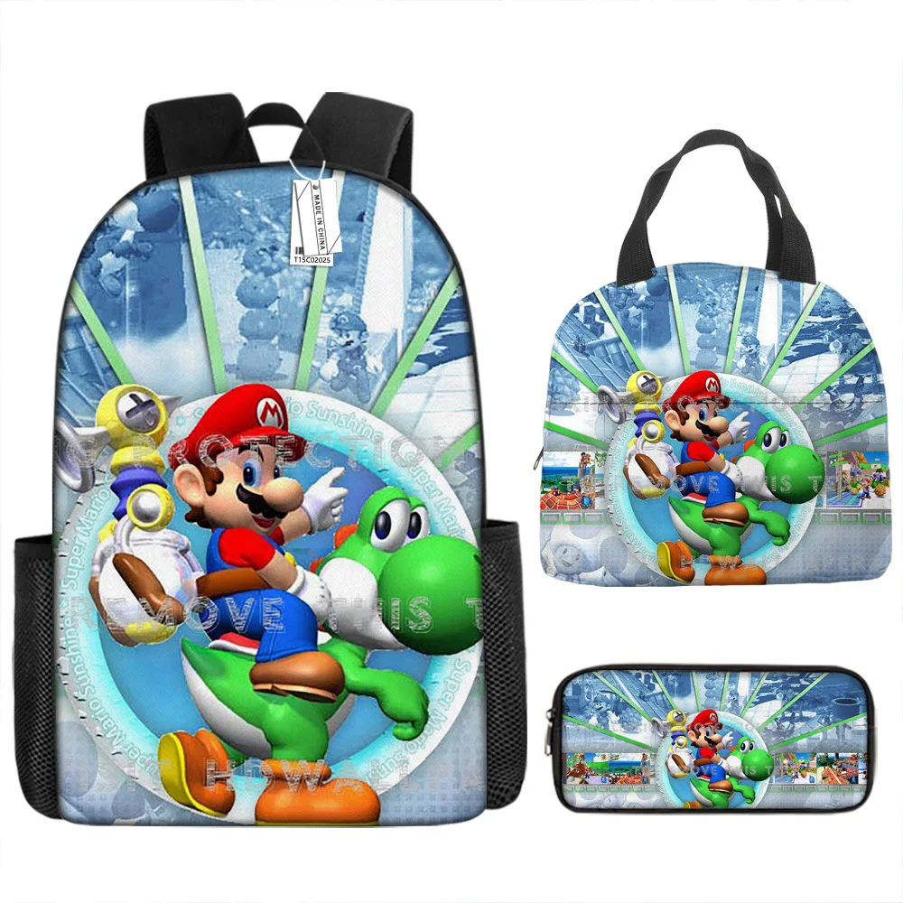 

Three-piece Set of Mario Surrounding Primary and Secondary School Students Schoolbag Backpack Portable Lunch Bag Pencil Case