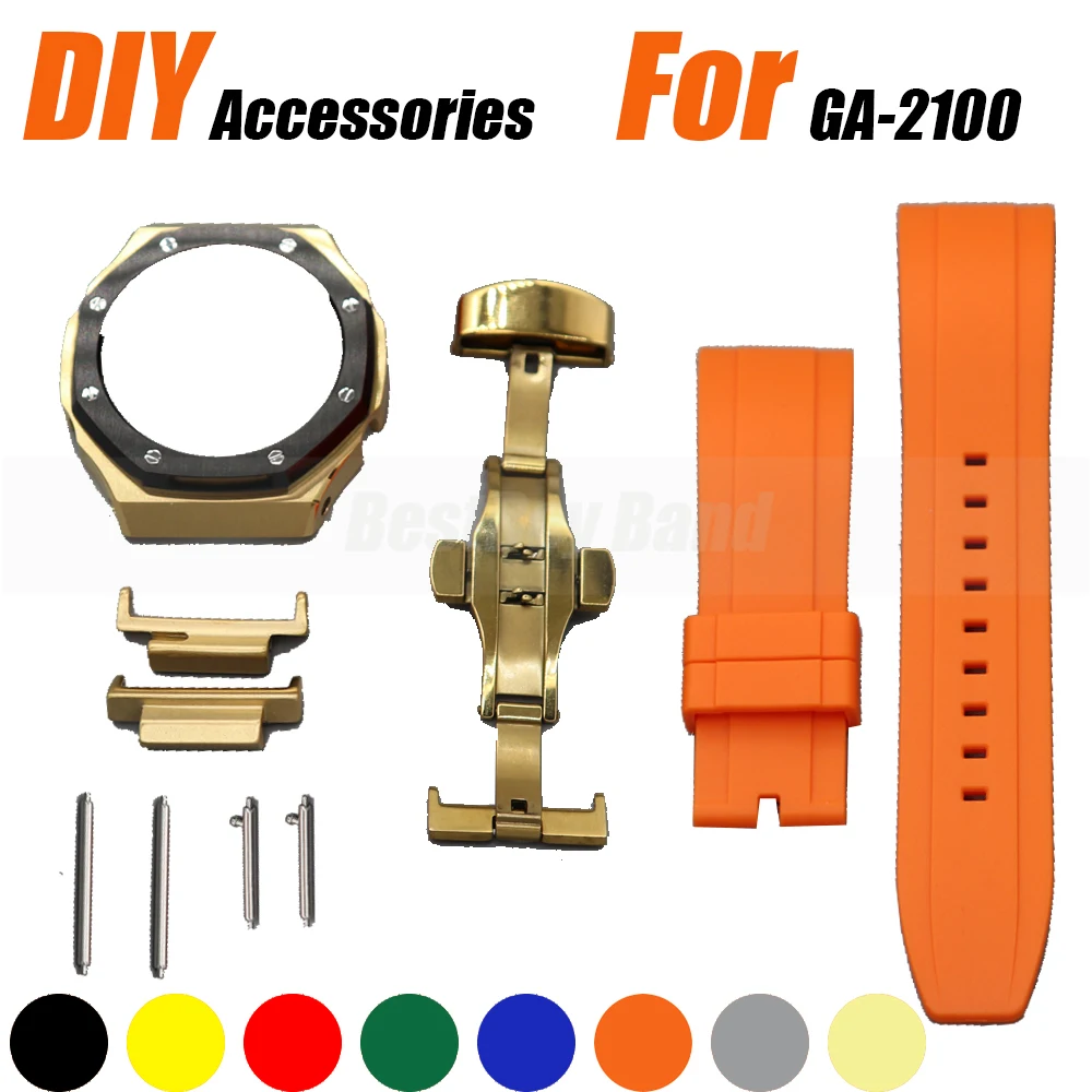 

Fluorine Rubber GA2100 Bezel Strap Ga-2110 Strap Plus Size Belt 2rd Silver Black Gold Case Buckles Mod Tools Butterfly Clasp