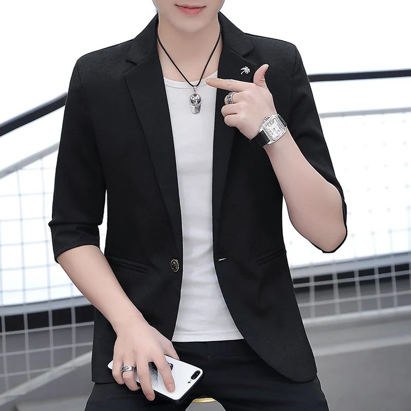 Новинка лета 2022 мужской костюм из семи точек на рукавах тонкий средний рукав