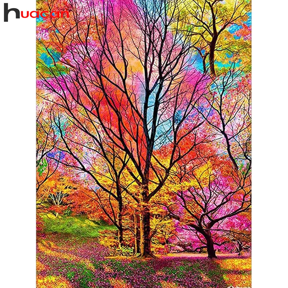 

Huacan 5d Diy Diamond Painting Kit Fantasy Tree Room Decoration Embroidery Mosaic Colorful Forest Crystal Gift