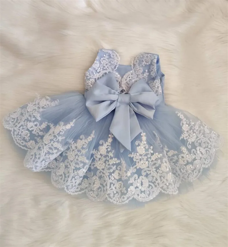 

Милое небесно-голубое платье для маленьких девочек, кружевное Тюлевое платье, Цветочное платье для девочек, детская юбка-пачка для младенцев