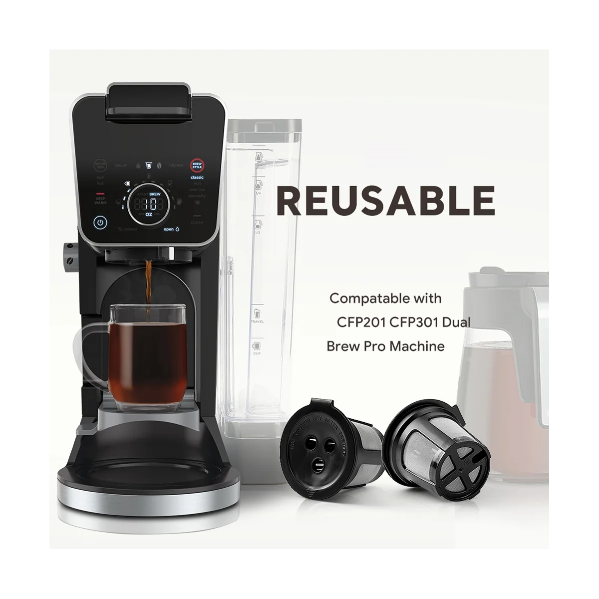

10PCS Reusable Coffee Capsules for Ninja Dual Brew Espresso K Cup Capsules for Ninja CFP201 CFP301 Machine