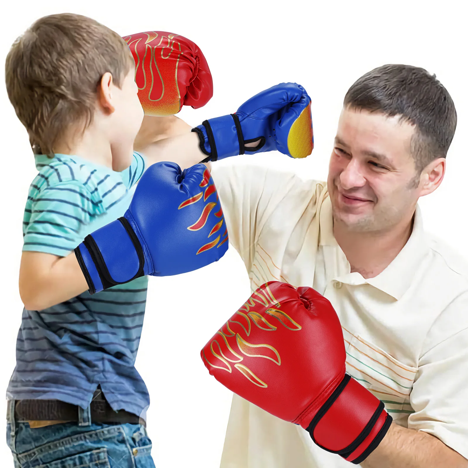 

Kids Children Boxing Training Gloves Leather Kick Boxing Gloves Protective Glove Breathable Flame Mesh Sanda Boxing Gloves