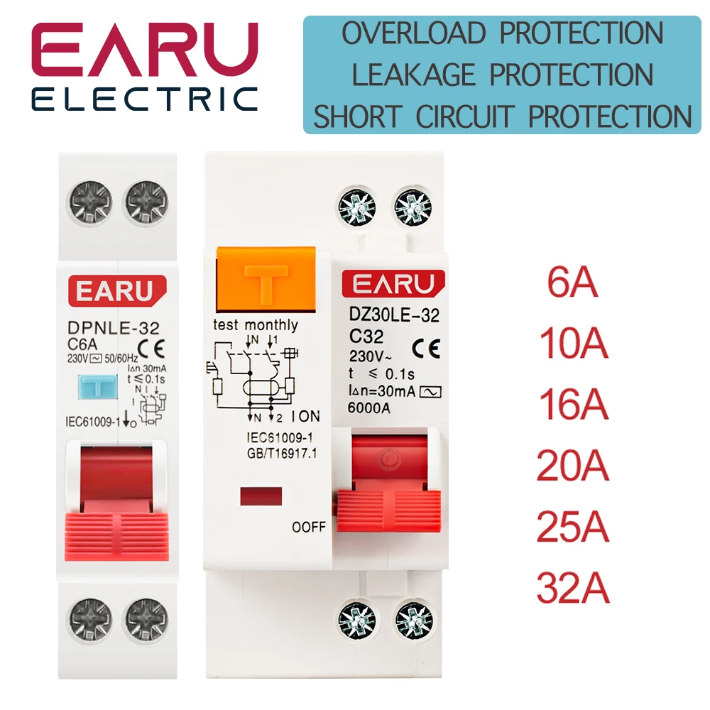 

Автоматический выключатель EARUELECTRIC 230В 6kA 1P+N