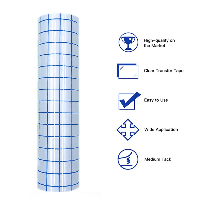 

DIY Vinyl Transfer Paper Tape Roll Alignment Grid Application Tape for Silhouette Cameo Cricut Adhesive Vinyl for Decals Decor