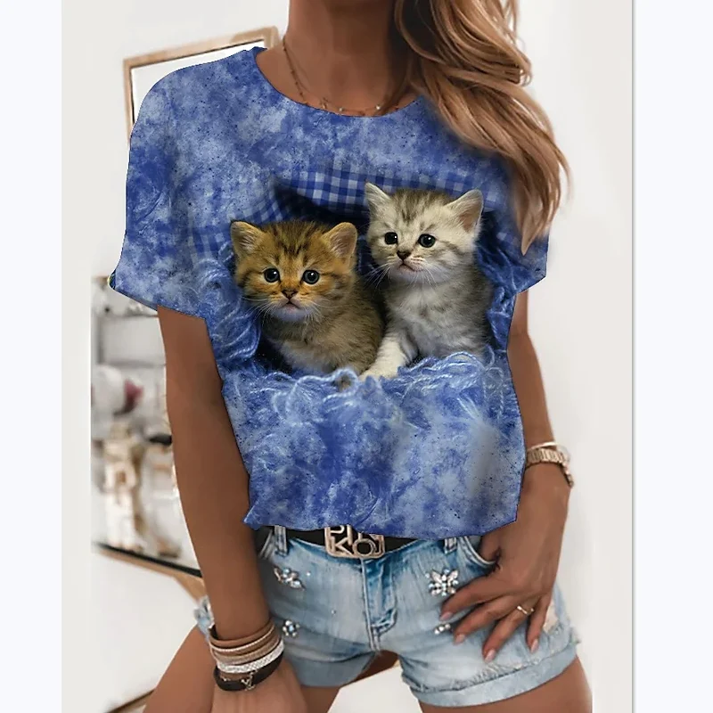 

New Animal Crossing 3D Printing Crew Neck T Shirt Women Short Sleeve Funny Top Retro Pullover Casual Fashion
