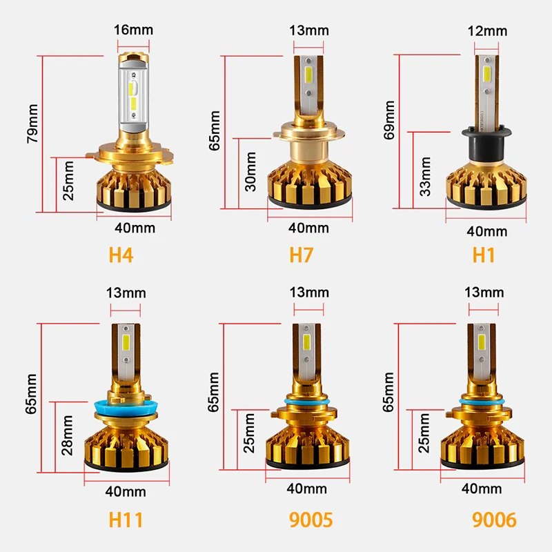 Лампа для фар головного света, с цоколем H7, 6000K, с чипом CSP, H4, H13, H1, H3, H11, 9005, 9006 (art.: 3920ca41dc60e) - 3920ca41dc60e