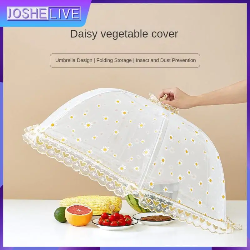 

New Food Cover Breathable Double Bone Skeleton Food Hood Round Vegetable Hood Kitchen Accessories Dust-proof Cabbage Cover Fold