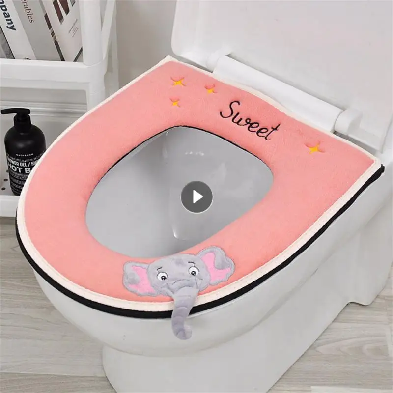 

Three-dimensional Toilet Cover Flannel Material Reusable Washable Durable Wear-resistant Thickened Toilet Pad Toilet Seat 1pc