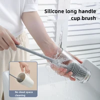 silicone cup brush rotating no dead angle long handle silicone bottle brush removable cleaning brush kitchen cleaning tools