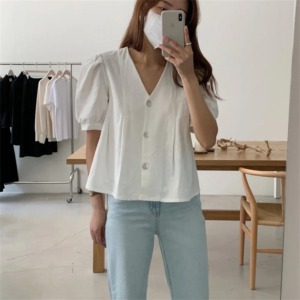 Блузка Alien Kitty женская летняя однотонная универсальная | Женская одежда